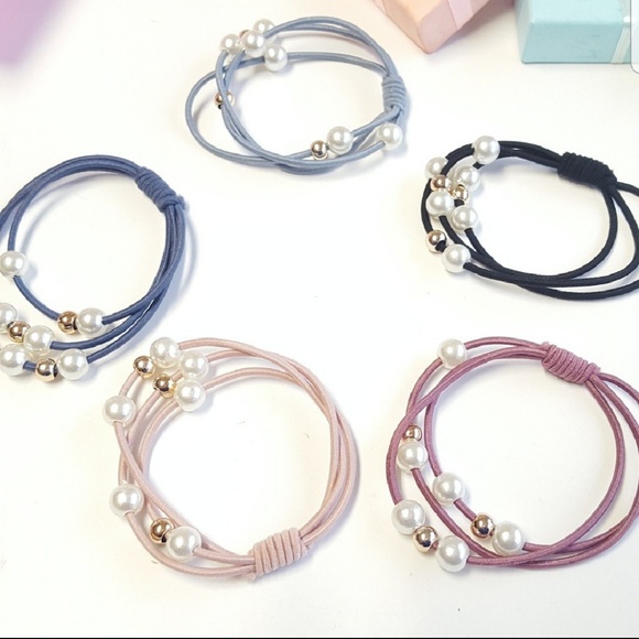 Last full set! Beaded hair elastics. Pack of 5 - Picture 6 of 8